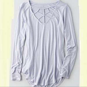 AEO Soft & Sexy Cage Front T-shirt, Sz M